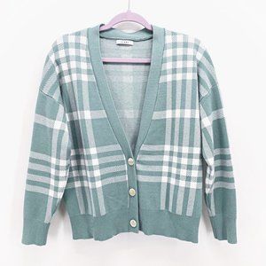 Sioni Plaid Crop Cardigan Sweater